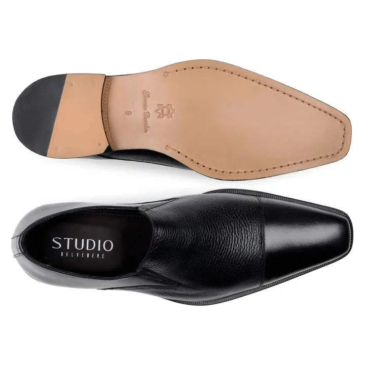 Belvedere Andreo: Luxus-Herrenschuhe aus italienischem Hirschleder in Tiefschwarz. Ein stilvolles Statement für den Mann von Welt!