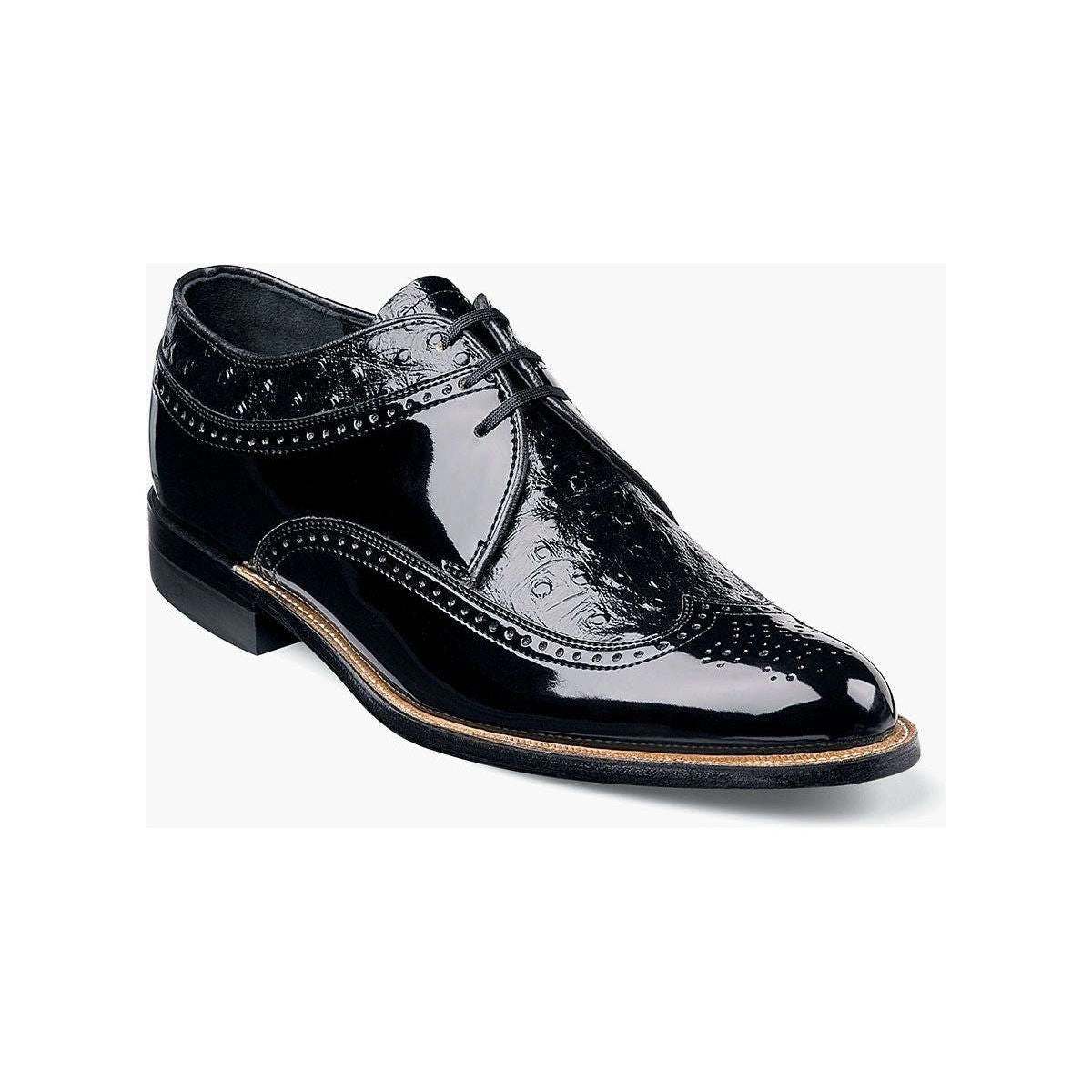 Stacy Adams Dayton: Edle Leder-Oxfords mit Straußen-Prägung. Schwarz & Bordeaux, zeitloser Stil!